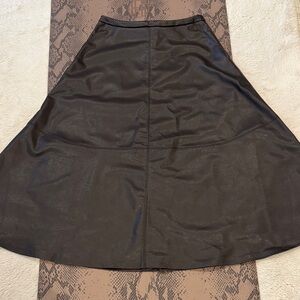 Brown Faux Leather A-Line Skirt